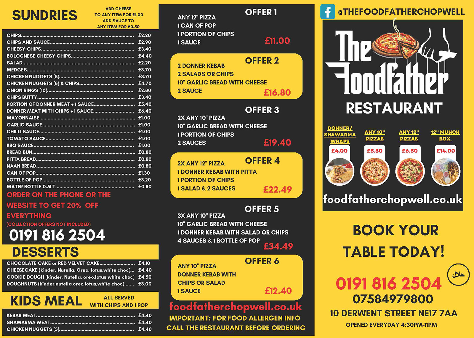 Food Father Menu Card